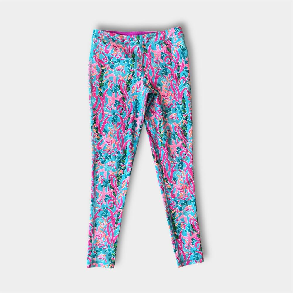 Lilly Pulitzer Luxletic Mini Weekender Legging Multi Seaweed Samba XL 12-14